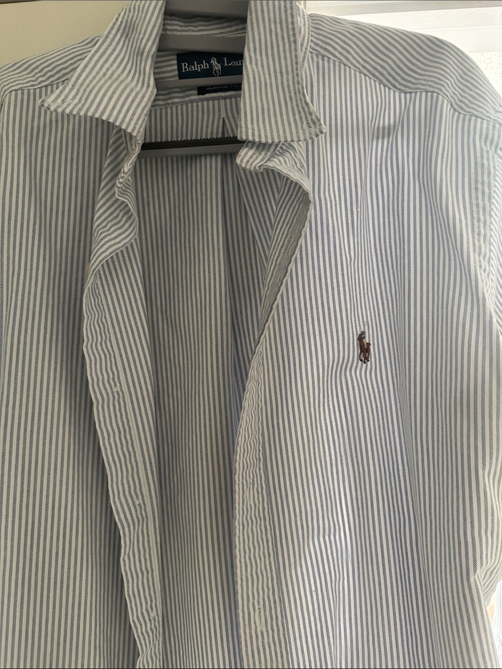Ralph Lauren Light Blue & White Striped Cotton Button-Down Shirt